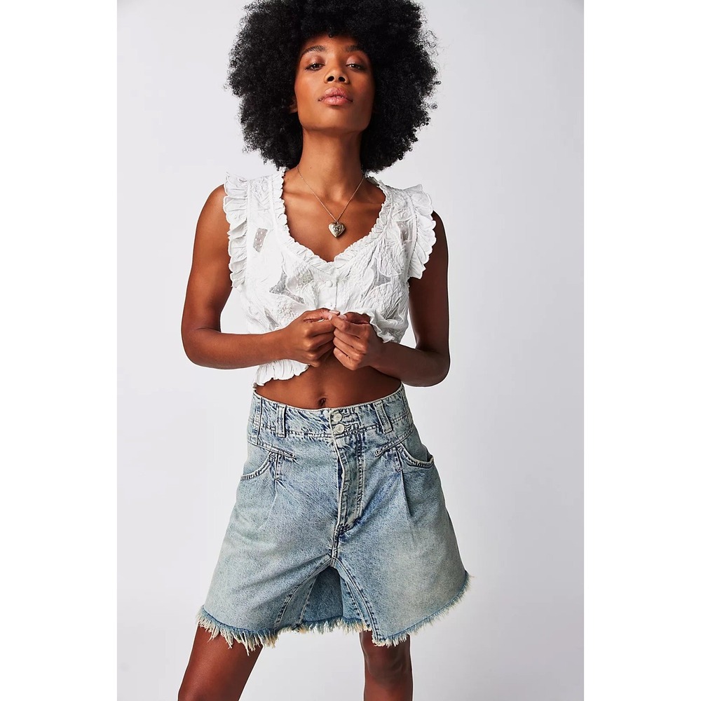 We the Free Free People Nelson Denim Harem Shorts High Waisted Women's Sz M
